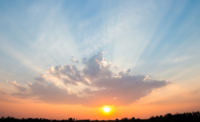 colorful dramatic sky with cloud at sunset