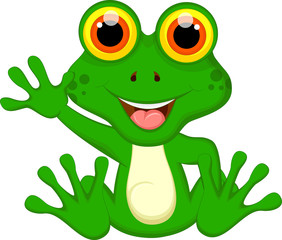 cartoon funny green frog 