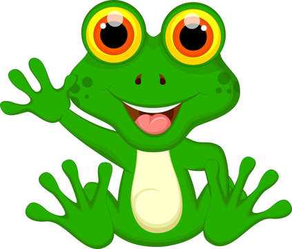 cartoon funny green frog Stock Vector | Adobe Stock