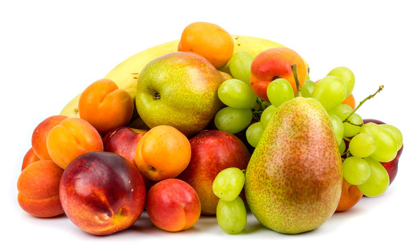 Fototapeta Composition of various exotic fruits isolated on white backgroun
