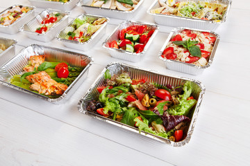Healthy food take away in boxes, eating right