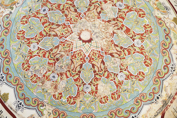 EDIRNE, TURKEY 02.04.2016: Traditional Turkish painting on the dome of the mosque Samii 1437 - 1447
