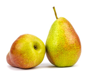 Two pears on a white background