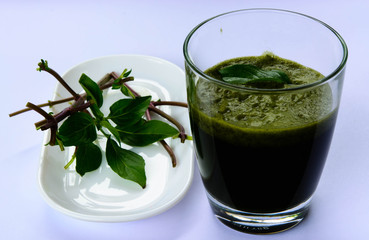 Green smoothie with basil