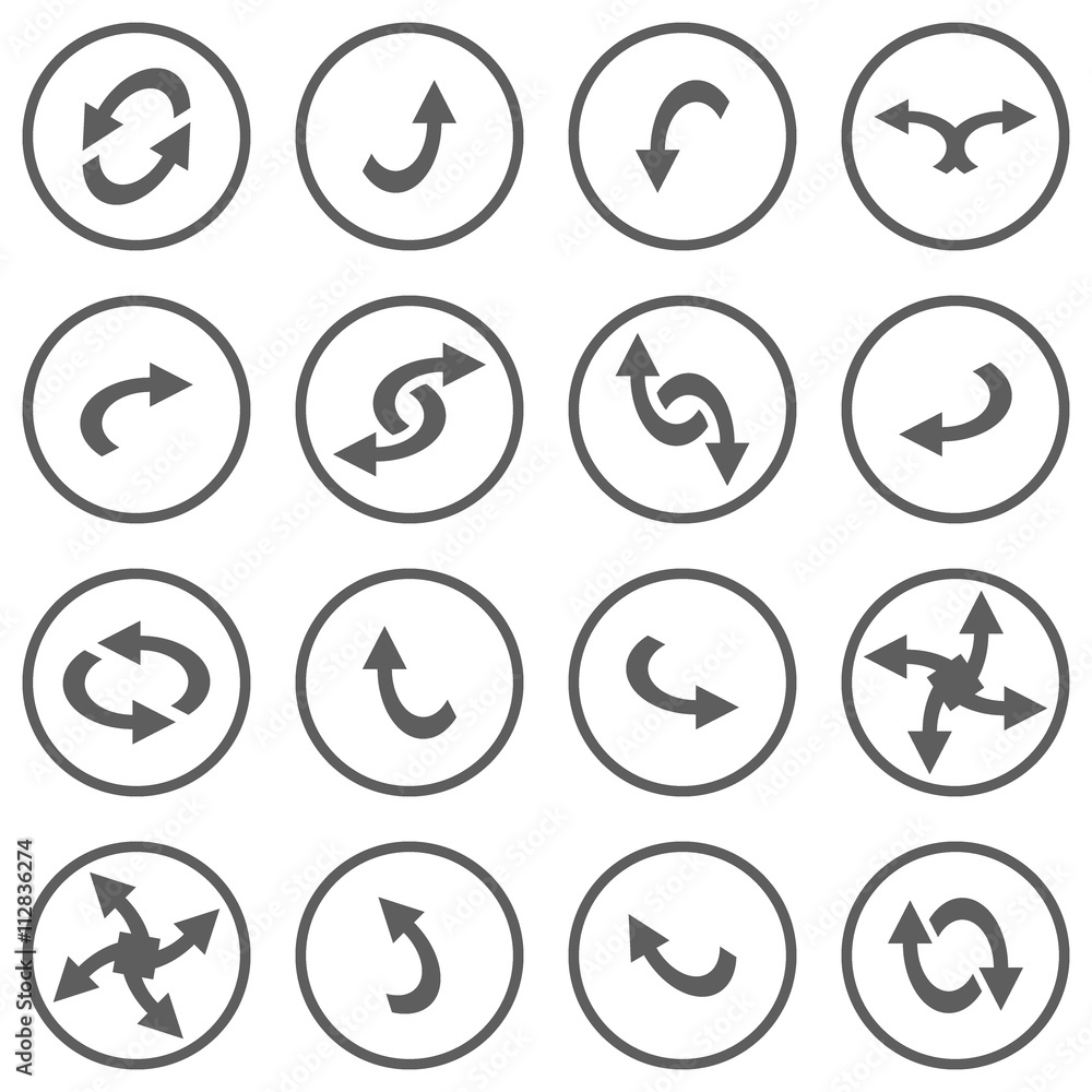 Poster set of abstract vector icons - activity arrows