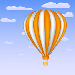Balloon on the sky background with white and orange stripes