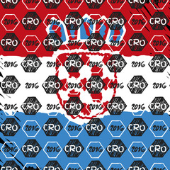 Pattern for football championship. A hand drawn soccer ball vector pattern and a Croatia flag. Set of flags