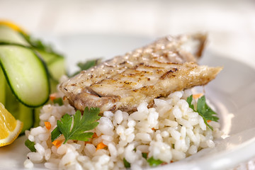 Grilled fish  fillet of on risotto