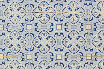 Closeup detail of some typical portuguese tiles exotic background