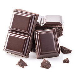 Chocolate bars isolated on white background.