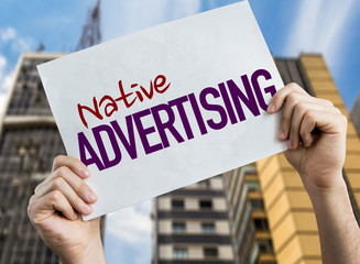 Native Advertising placard with cityscape background