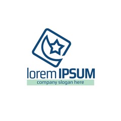 Vector of Pillow icon. Pillow icon with text. Business icon for the company. This concept  also represents linens industry. Good Night. Flat design. Illustration.