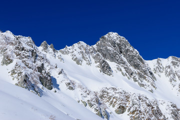 Obraz premium Senjojiki cirque at the Central Japan Alps in winter in Nagano, Japan