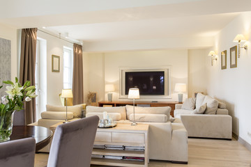 Combination of living and dining room