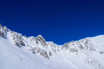 Senjojiki cirque at the Central Japan Alps in winter in Nagano, Japan