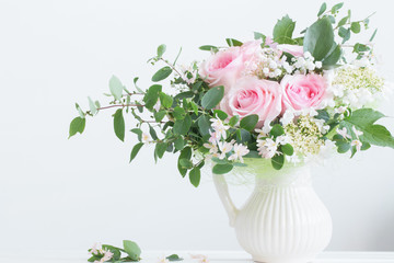 bouquet of roses on white background