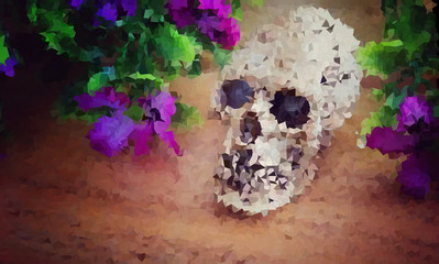 abstract background of skull on wooden floor