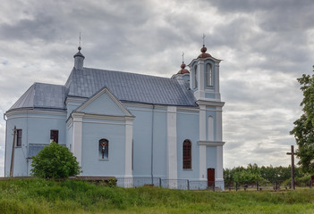 Old Catholic Church in the village Vishnievo . Belarus.