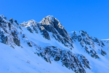 Fototapeta na wymiar Mt.Hoken at the Central Japan Alps in winter in Nagano, Japan