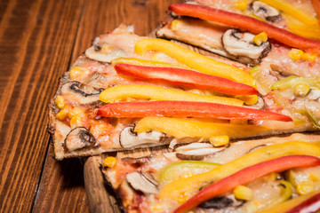 Vegetable pizza on the table