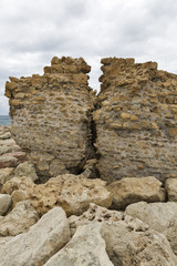 Ruins of Medieval fort wall in Paphos on Cyprus