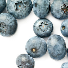 Bilberry or blueberry over white background