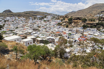 .Город Линдос в Греции на острове Родос