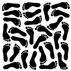 pattern of black footprints