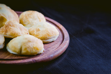 Delicious pies on wooden Boards, tasty dish