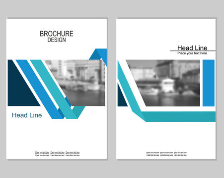 Vector brochure cover templates with blurred cityscape. Business brochure cover design. EPS 10. Mesh background.