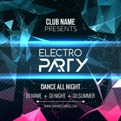 Modern Electro Party Template, Dance Party Flyer, brochure. Night Party Club Banner Poster.