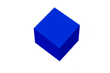 cubo de madera con fondo azul