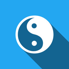 Yin Yang symbol icon with long shadow.