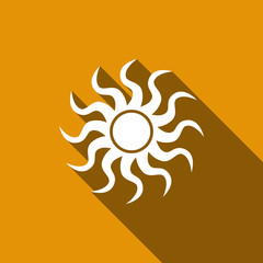 Sun-sign icon with long shadow.