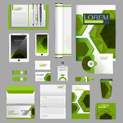 White identity template with blue origami elements. Vector compa © ploygraphic