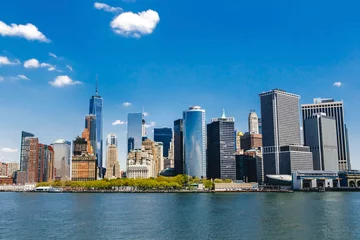 New York City-Panorama mit Skyline von Manhattan über den Hudson River © annaartday