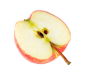 half red apple isolated on white background