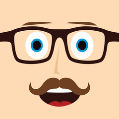 geek mustache guy cartoon character