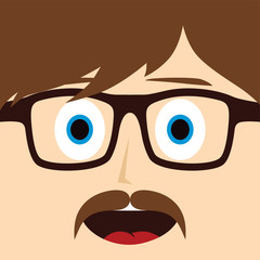 geek mustache guy cartoon character