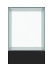 Empty glass showcase for exhibit isolated