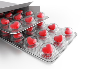 Pillen Herz-Form für die Heilung der Liebe