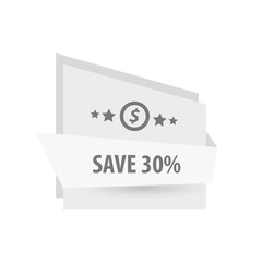 Save,  Label Design  White color