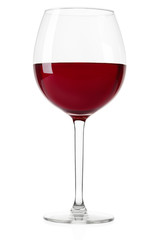 Red wine glass on white, clipping path