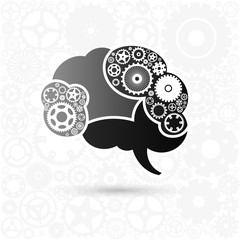 Brain icon with mechanisms. Vector illustration.
