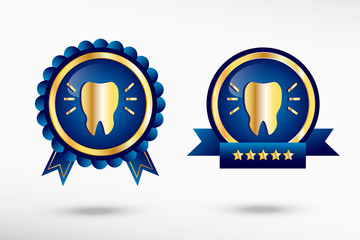 Tooth icon and stylish quality guarantee badges