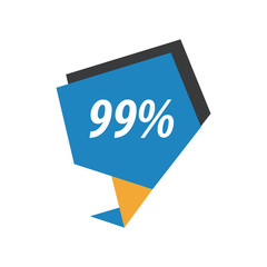 ninety nine percent label  Blue, yellow, black
