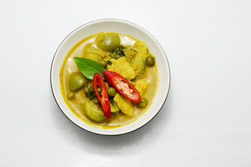 Thai food green curry with chicken