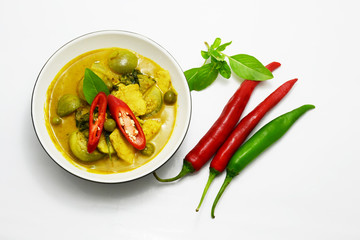 Thai food green curry with chicken