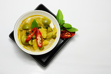 Thai food green curry with chicken