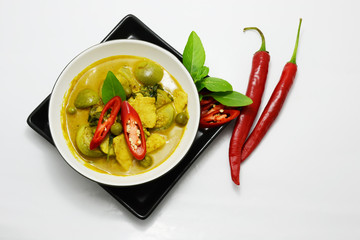 Thai food green curry with chicken
